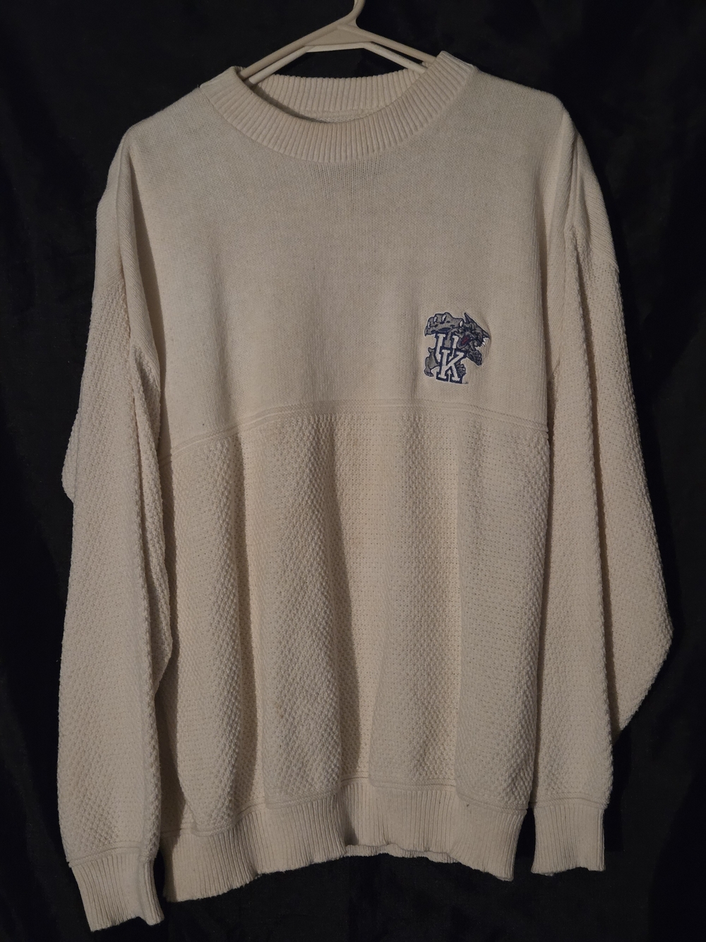 Lee Cream Crewneck Sweater with Blue Embroidered Logo
